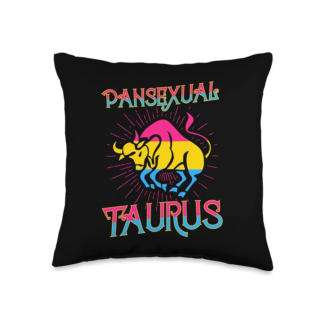 5769 Pansexual Taurus Zodiac Sign Birthday Horoscope LGBTQ Throw Pillow